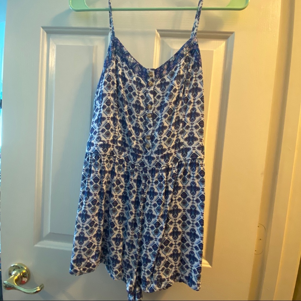 Blue and White Romper
